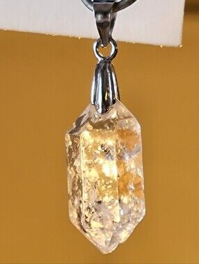 9.80ctw Natural Herkimer Diamond Crystal Pendant - Solid 925 Ster Silver Bail